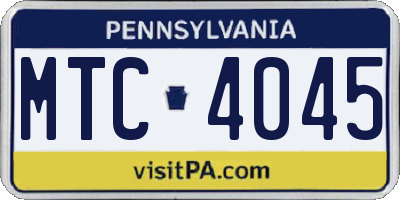PA license plate MTC4045