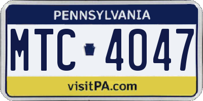 PA license plate MTC4047