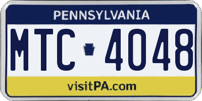PA license plate MTC4048