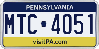 PA license plate MTC4051