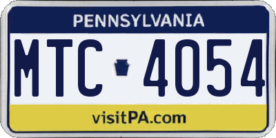 PA license plate MTC4054
