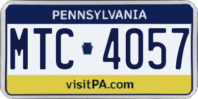 PA license plate MTC4057