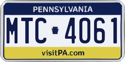 PA license plate MTC4061