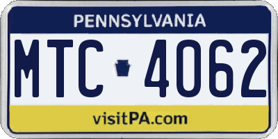 PA license plate MTC4062