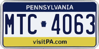 PA license plate MTC4063