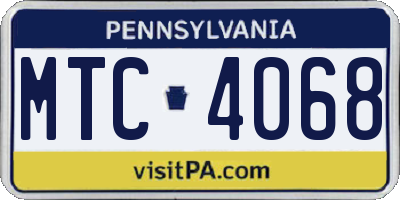 PA license plate MTC4068