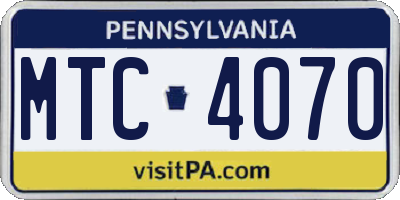 PA license plate MTC4070