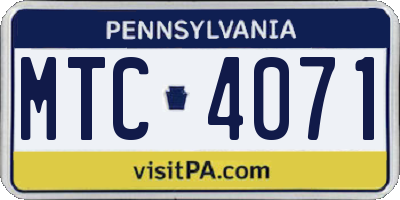 PA license plate MTC4071