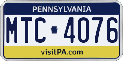 PA license plate MTC4076