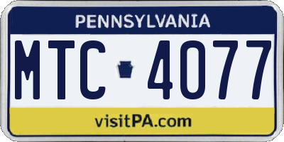 PA license plate MTC4077
