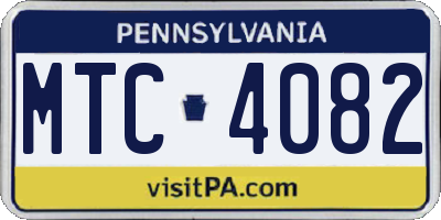 PA license plate MTC4082