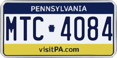 PA license plate MTC4084