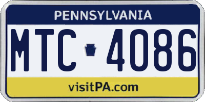 PA license plate MTC4086