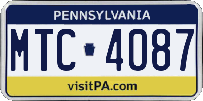 PA license plate MTC4087