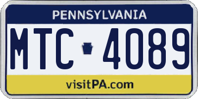 PA license plate MTC4089