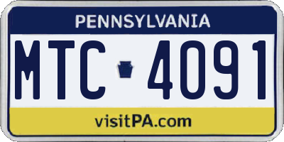 PA license plate MTC4091