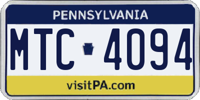 PA license plate MTC4094