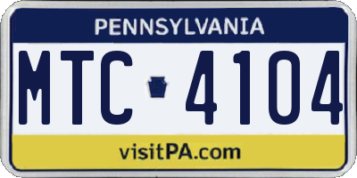PA license plate MTC4104