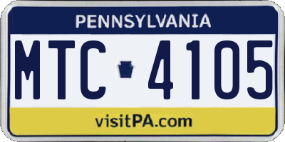 PA license plate MTC4105