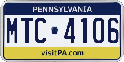 PA license plate MTC4106
