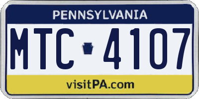 PA license plate MTC4107