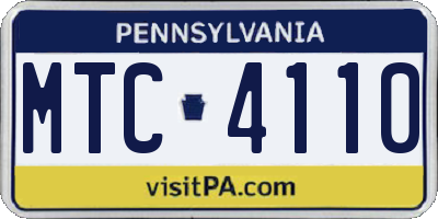 PA license plate MTC4110