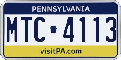 PA license plate MTC4113