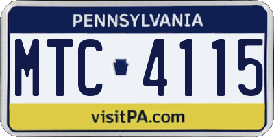 PA license plate MTC4115