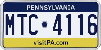 PA license plate MTC4116