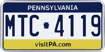 PA license plate MTC4119