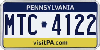 PA license plate MTC4122