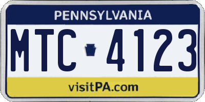 PA license plate MTC4123