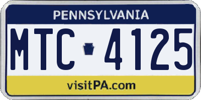 PA license plate MTC4125