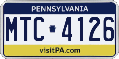PA license plate MTC4126