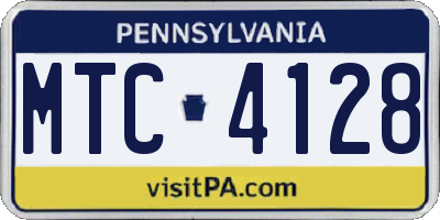 PA license plate MTC4128