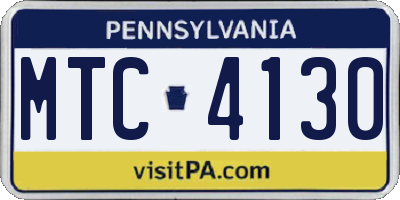PA license plate MTC4130