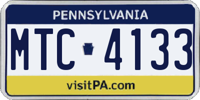 PA license plate MTC4133