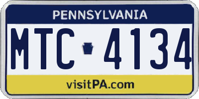 PA license plate MTC4134