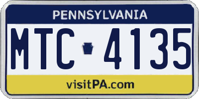 PA license plate MTC4135