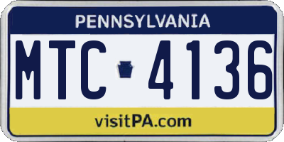 PA license plate MTC4136