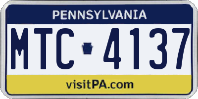 PA license plate MTC4137