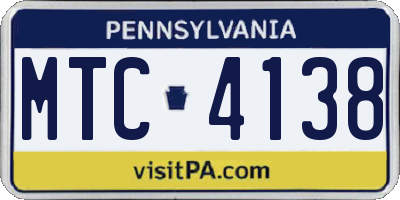 PA license plate MTC4138