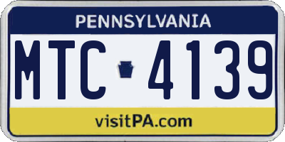 PA license plate MTC4139