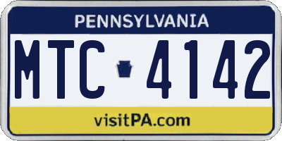 PA license plate MTC4142