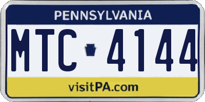 PA license plate MTC4144