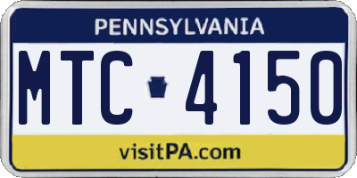 PA license plate MTC4150