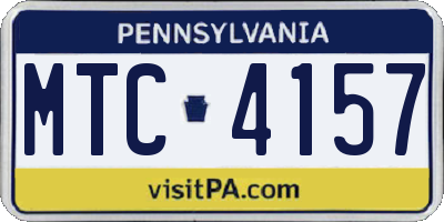PA license plate MTC4157