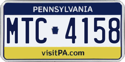PA license plate MTC4158