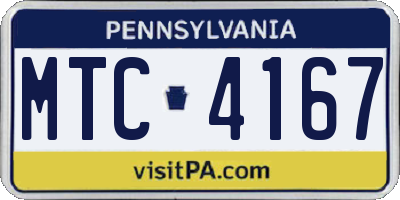 PA license plate MTC4167