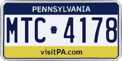 PA license plate MTC4178